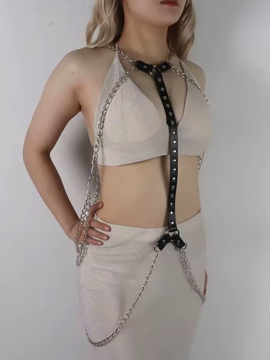Gothic Sexy E-Girl PU Body Halter Chest Harness